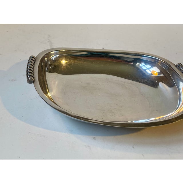 Art Deco Danish Bread Basket in Silver-Plated Brass from Carl M. Cohr, 1940s For Sale - Image 7 of 9