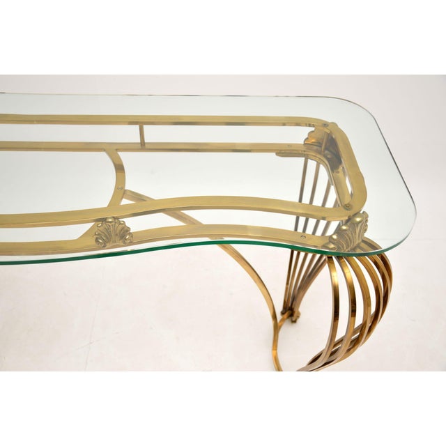 Metal Vintage Italian Brass and Glass Console Table, 1960s For Sale - Image 7 of 11