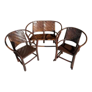 Set of Three Children's Old Hickory Settee Rocker and Chair