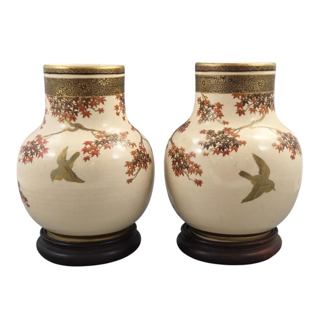 Japanese Meiji Satsuma Vases by Kinkōzan, Kyoto, 1900s, Set of 2 For Sale - Image 3 of 18
