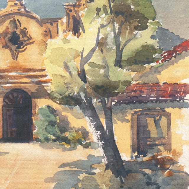 Paper 'Carmel Mission' by Henry Hank Volle, Santa Clara, California, Society Western Artists, Architectural For Sale - Image 7 of 10