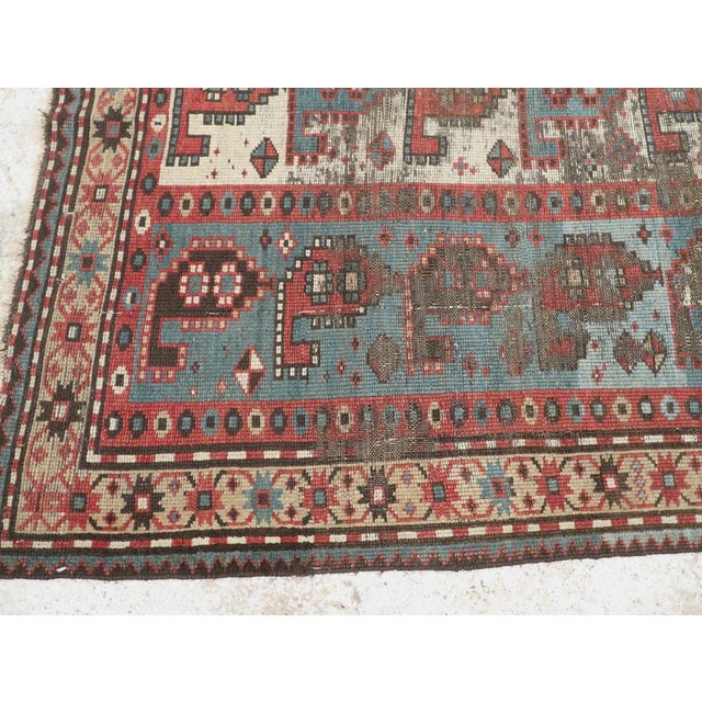 Textile Galerie Shabab Collection Early 20th Century Distressed Caucasian Kazak Rug For Sale - Image 7 of 10