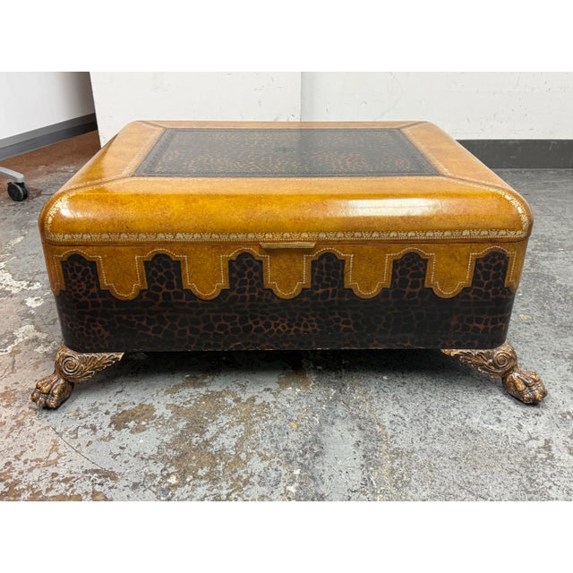 Traditional Maitland-Smith Leather Clad Storage Coffee Table, Vintage For Sale - Image 3 of 12