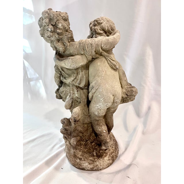 Figurative Vintage Mid-Century Neoclassical Weathered Concrete 18" Cherub Fountain Sculpture For Sale - Image 3 of 16