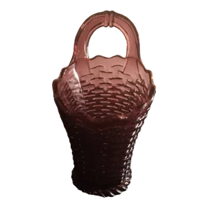 1980s Westmoreland Amethyst Glass Weave Basket Vase