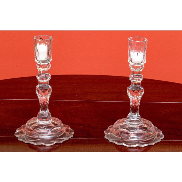Antique 19th Century Georgian Anglo Irish Blown Glass Cut Crystal Candlesticks - a Pair For Sale - Image 12 of 12