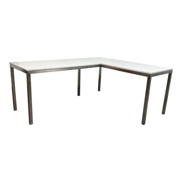 Room & Board Portica Marble Top Desk + Return For Sale