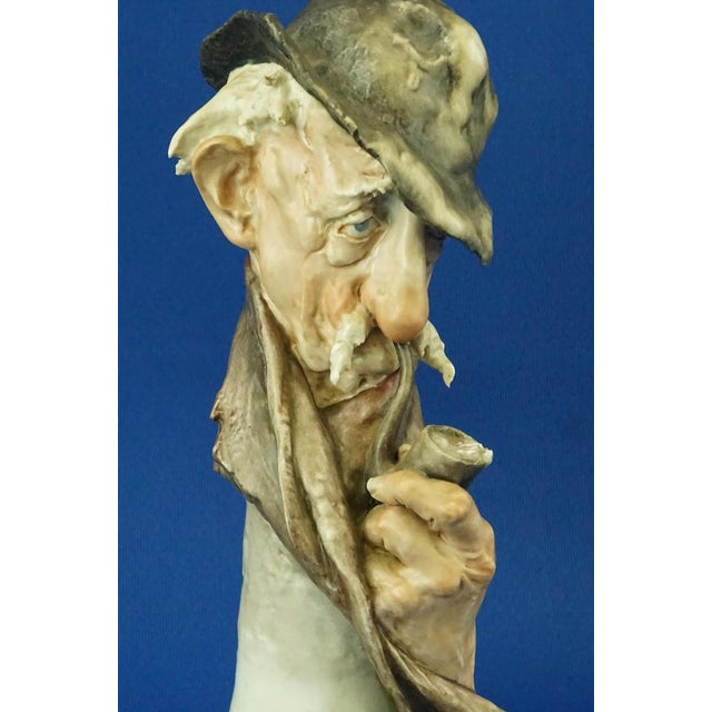 20th Century Ironic Bust of an Elderly Man with a Pipe by Giuseppe Cappè for Capodimonte, Italy, 1950s For Sale - Image 9 of 18
