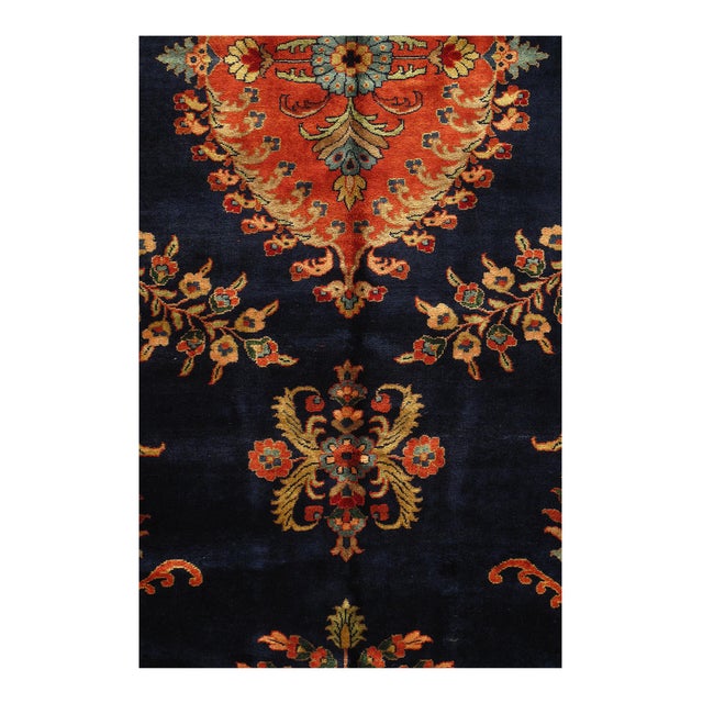 Traditional Pasargad DC Navy Blue Fine Hand Knotted Sarouk Design Rug For Sale - Image 3 of 7