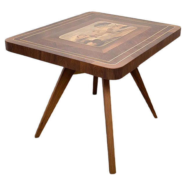 Wooden Coffee Table with Inlay, 1940s For Sale