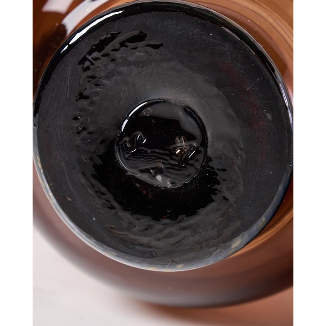Sculptural Serpintine “Venetian Vase” Decorative Vase by Casa in Amber Handblown Glass For Sale - Image 16 of 17