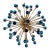 Modern Electric Blue and Brass Murano Glass Chandelier For Sale