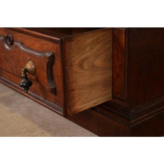 Wood Herter Brothers Style Antique Eastlake Victorian Carved Walnut and Burl Wood Bookcase, Circa 1880s For Sale - Image 7 of 14