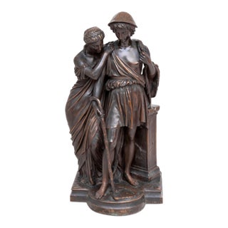Eugene Aizelin "Daphnis & Chloe" Patinated Bronze For Sale