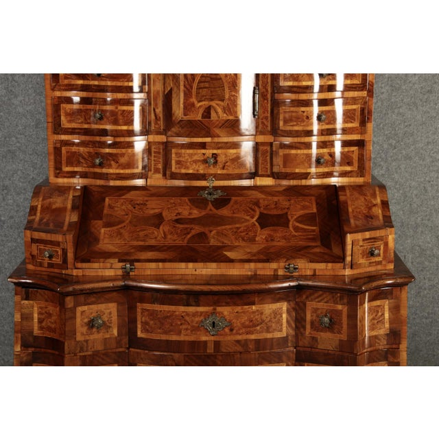 18th Century Baroque Secretary Walnut Veneer Vienna Austria, 1710s For Sale - Image 6 of 18