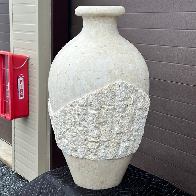 Late 20th Century Postmodern Tessellated Stone Oversized Floor Vase by Magnussen For Sale - Image 5 of 12