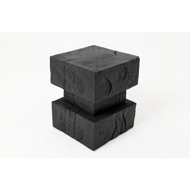 Black Sculptural Hardwood Side Table by Logniture For Sale - Image 8 of 11