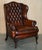 Chesterfield Wingback Chairs and Ottomans in Brown Leather, Set of 4 For Sale - Image 12 of 18