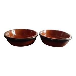 1980s Fabrique en Espagne Made in Spain Glazed Terracota Bowls- Set of 2