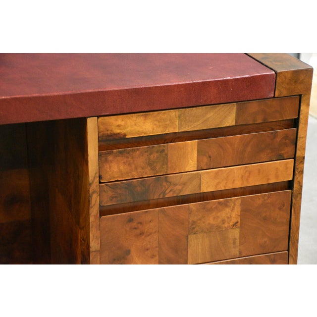 1970s Paul Evans Cityscape Patchwork Burl Desk For Sale - Image 10 of 13