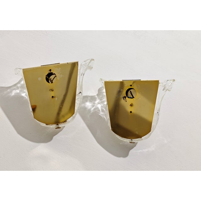 Vintage Italian Wall Lamps in Murano Glass and Gold Metal from La Murrina, 1980s, Set of 2 For Sale - Image 10 of 11