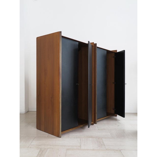 Wooden and Leather Wardrobes by Afra & Tobia Scarpa for Maxalto, Italy, 1970s, Set of 2 For Sale - Image 4 of 18