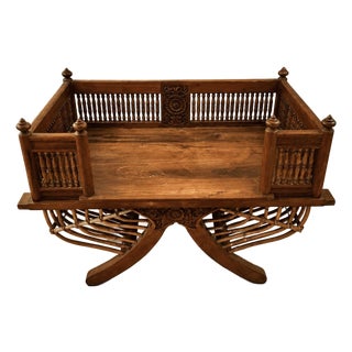20th Century Carved Wooden Howdah Elephant Saddle Rectangular Chair For Sale
