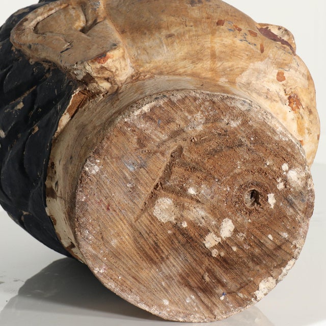 Tan Early 20th century Large Scale Carved Polychrome Burmese Buddha Head Bust For Sale - Image 8 of 10