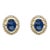 1.25ct Oval Cut Blue Sapphire Diamond Halo Statement Stud Earrings in 14k Gold- A Pair For Sale