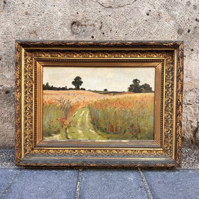 Fernand Quignon, Walking Through the Wheat Fields, 20th Century, Oil on Board, Framed For Sale - Image 3 of 18