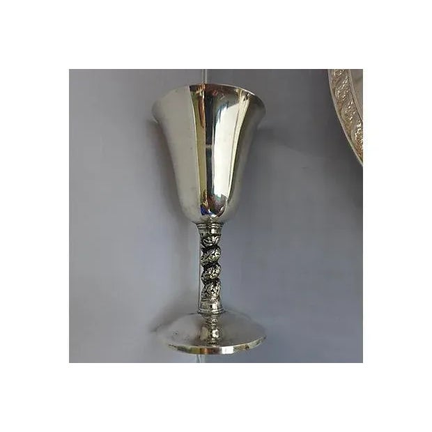 Metal Vintage Silver Plated Stem & Tray - Set of 5 For Sale - Image 7 of 7