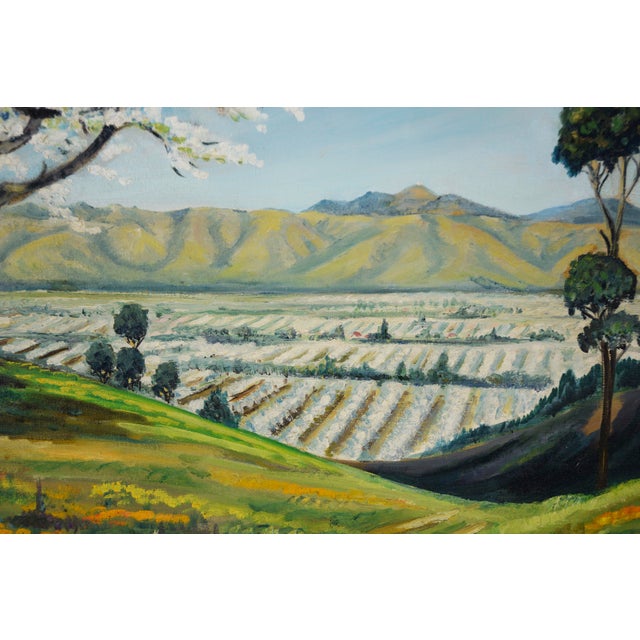 American Mid Century Oil Landscape of Santa Clara Valley Before Silicon Valley by Anthony Quartuccio For Sale - Image 3 of 9