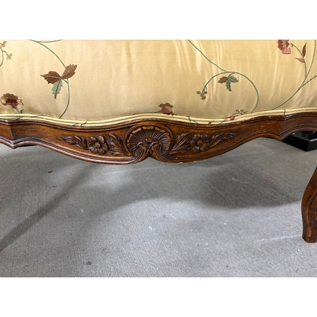 French Provincial Pair of French Provincial Carved Walnut Bergeres, Late 19th Century For Sale - Image 3 of 9