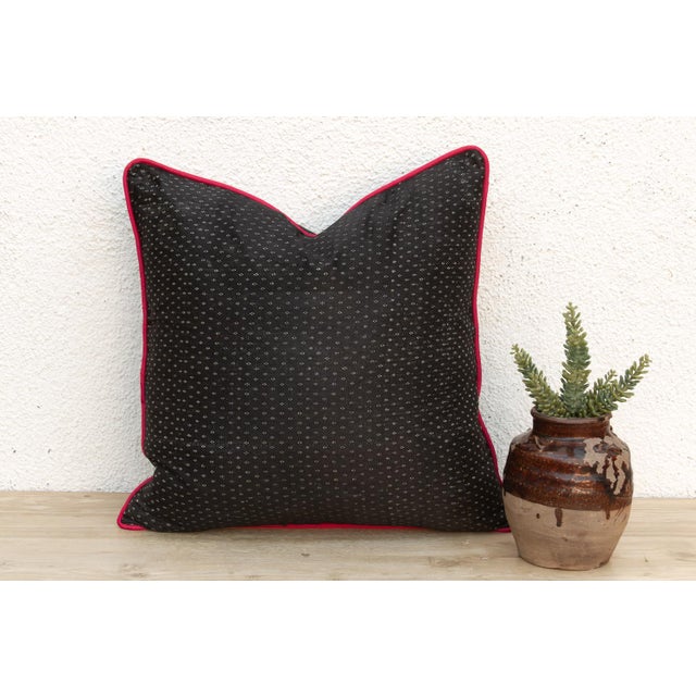 1960s Rasa Black Dotted Ahir Handloom Pillow For Sale - Image 5 of 6
