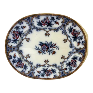 Antique Wedgwood Pearl-Ware Flow Blue Shannon Pattern Serving Platter From England - Circa 1850