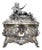 Gilded Age European Silver Rococo Jewelry Casket Topped With Angel Admiring Herself For Sale
