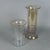 A refined double-piece decorative vase in blown glass with gold leaf, original with the Velab Artigiani del Vetro...