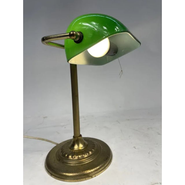 Vintage Ministerial Lamp in Brass and Green Glass, 1950s For Sale - Image 12 of 12