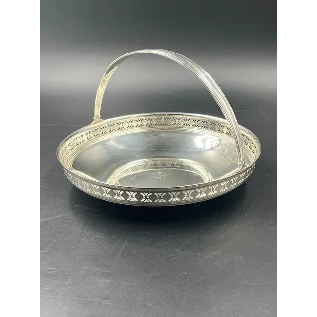 Tiffany & Co. Mid 20th Century Sterling Silver Brides Basket With Handle For Sale - Image 10 of 12