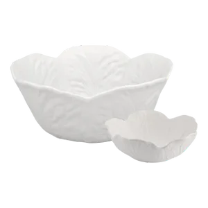 Bordallo Pinheiro Cabbage Salad Serving Set, Beige, 5 Pieces