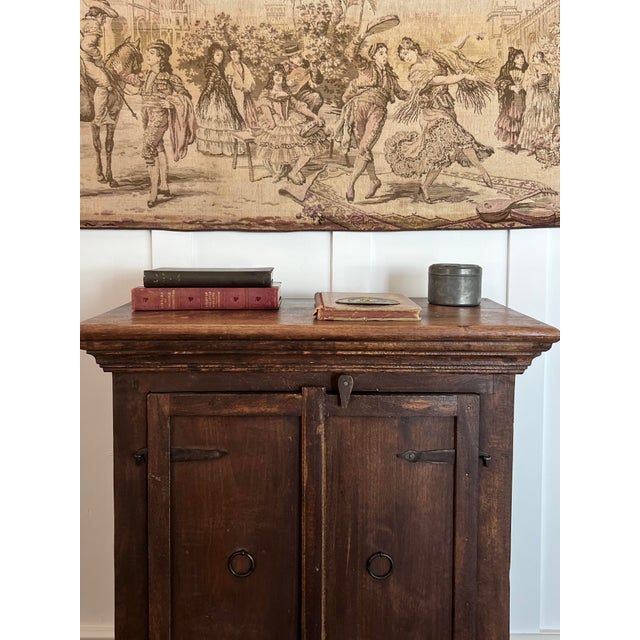 Rustic European Antique Small Cabinet in Oak With Iron Fasteners For Sale - Image 3 of 12