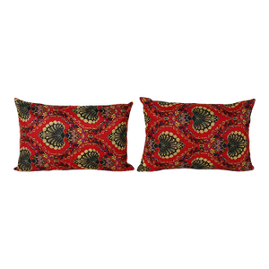 Ethnic Uzbek Roller Printed Lumbar Pillow Cover - A Pair