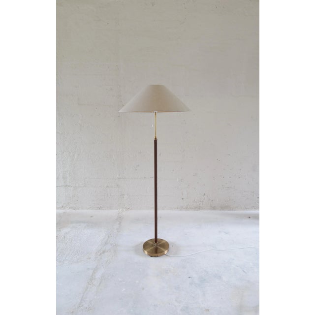 Mid-Century Modern Brass and Brown Leather Floor Lamp from Falkenbergs Belysning, Sweden, 1960s For Sale - Image 12 of 13
