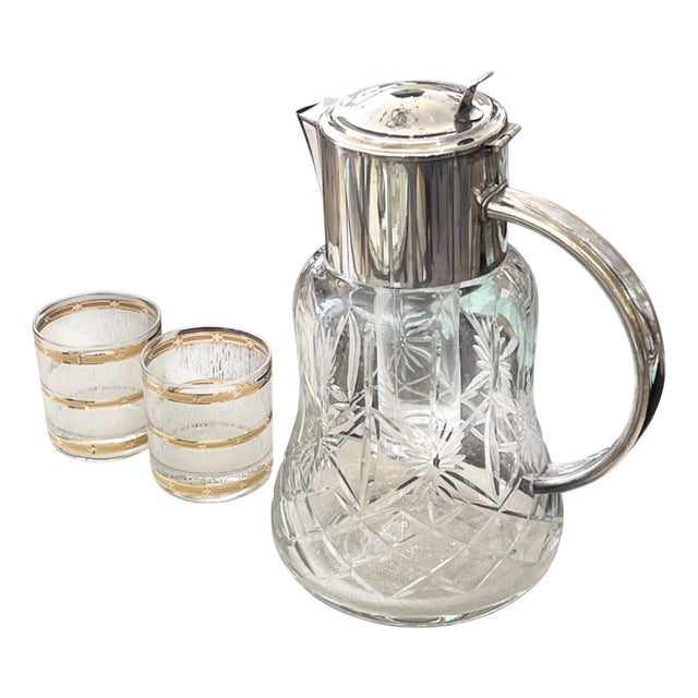 French Crystal and Plated Ice Chamber Jug, 1890s For Sale