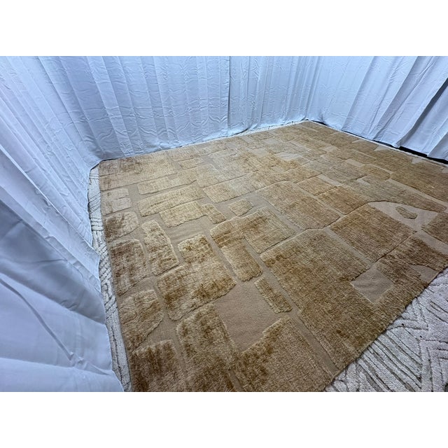 Rh Ilyas Hand-Knotted Wool Rug — 10' × 14' Camel | 100% Wool | Sculpted Texture For Sale - Image 10 of 18