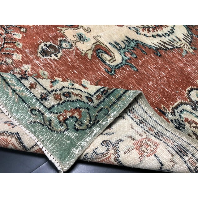 Vintage Distressed Turkish Orange Area Rug For Sale - Image 10 of 11