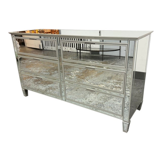 Pottery Barn Park Extra Wide Mirrored Dresser For Sale