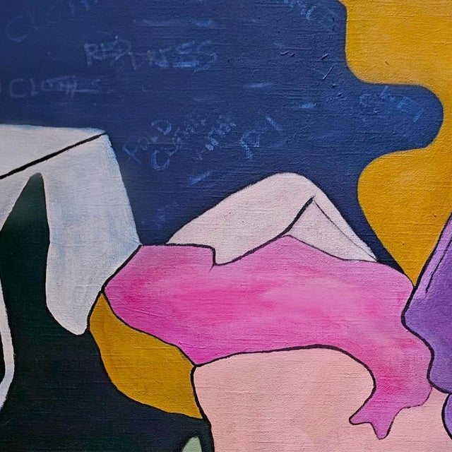 Abstract "The Wash and Fold", Acrylic on Canvas Painting For Sale - Image 3 of 4