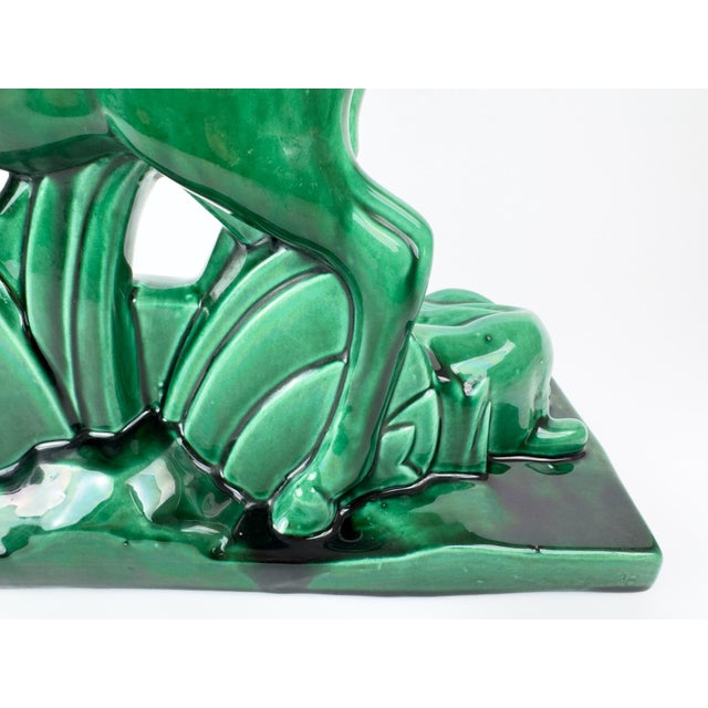 Monumental French Art Deco Ceramic Sculpture ‘Stag, Doe & Fawn’ by Charles Lemanceau, 1930s For Sale - Image 10 of 17