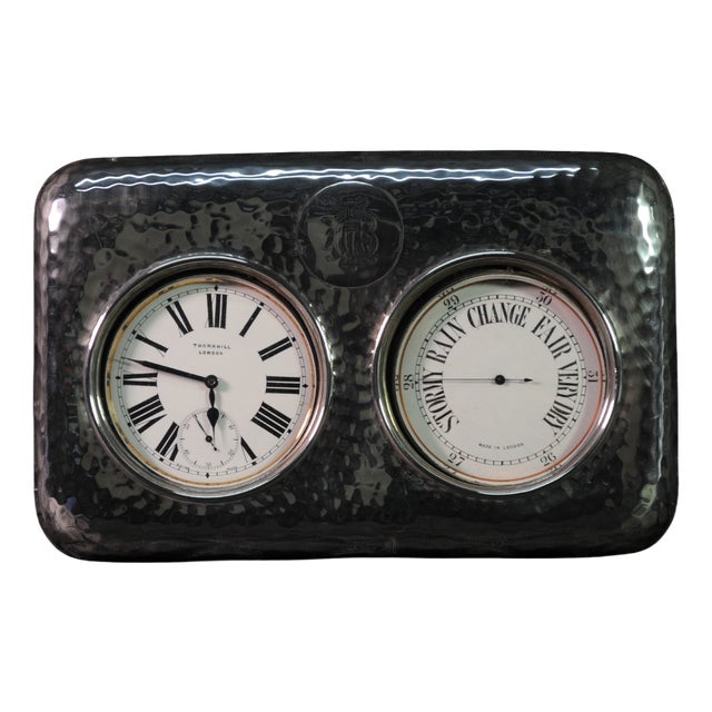 Silver Clock and Barometer from Thornhill London, 1950s For Sale